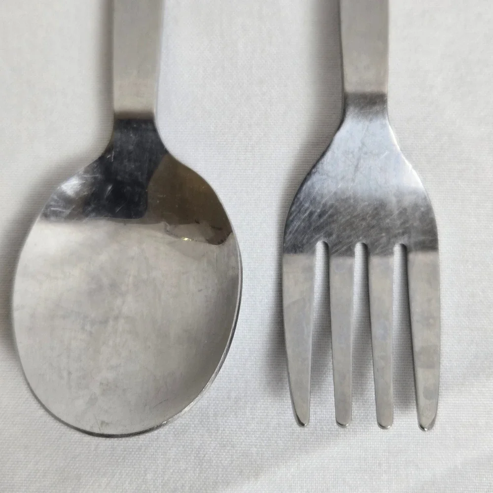 Danara‎ Peanuts Snoopy Child's Stainless Steel Utensil Set Spoon & Fork Vtg 60s